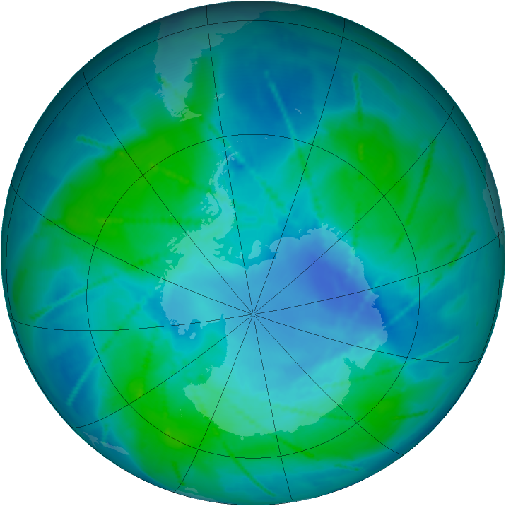 Antarctic ozone map for 13 February 2011